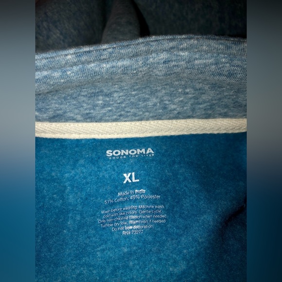 Sonoma men’s XL Blue Quarter Zip Fleece NWOT - Picture 4 of 5